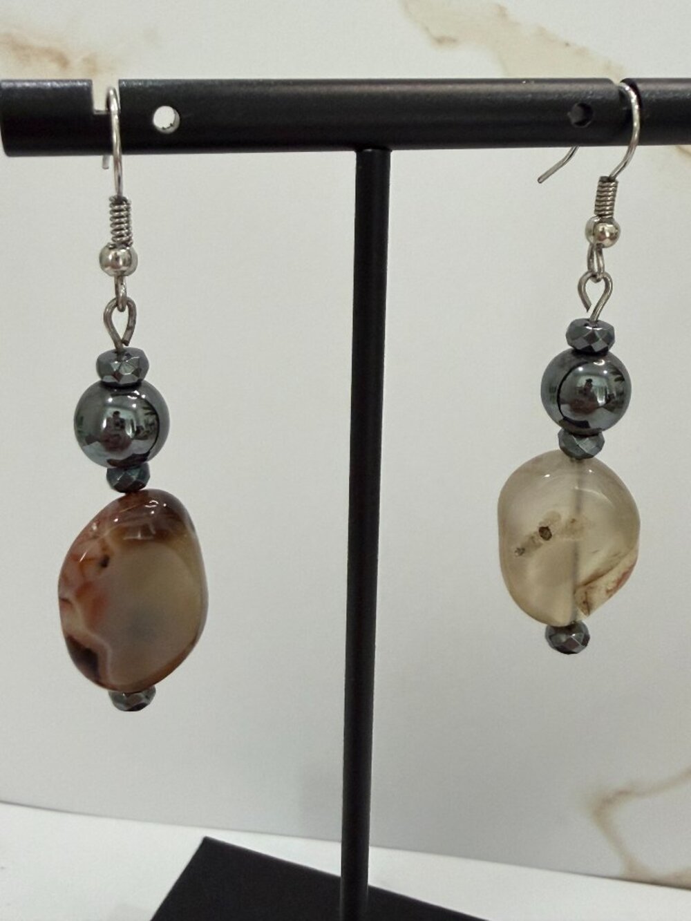 Boho Mismatched Multi Color Gemstone Chandelier Drop Earrings Gold Tone
